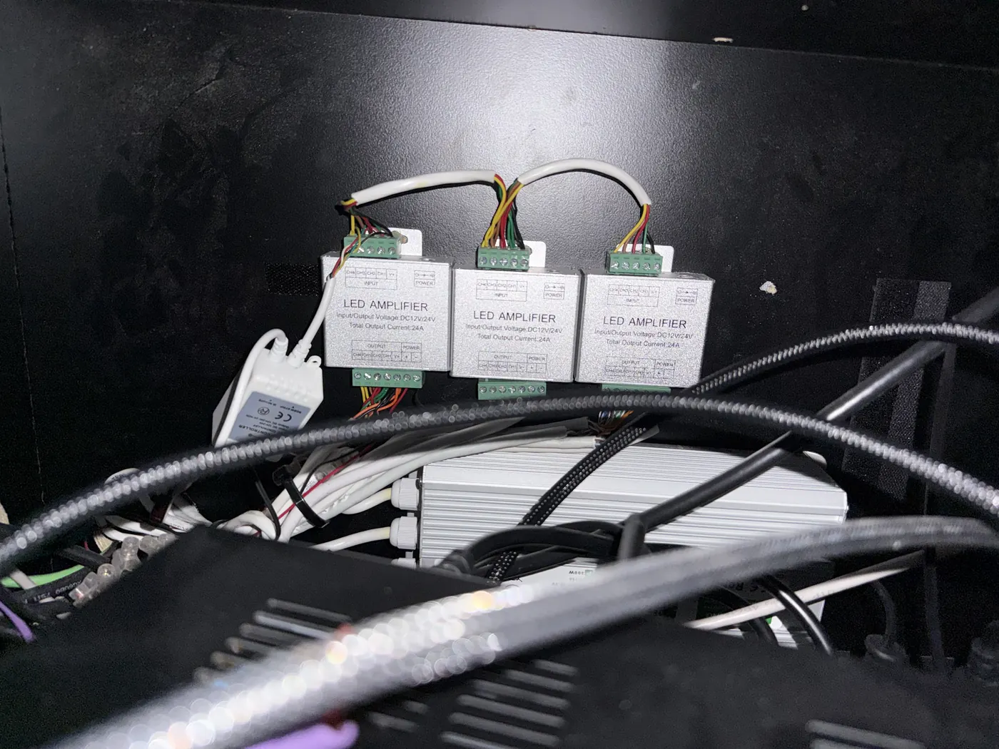 LED drivers and controllers mounted in an enclosure