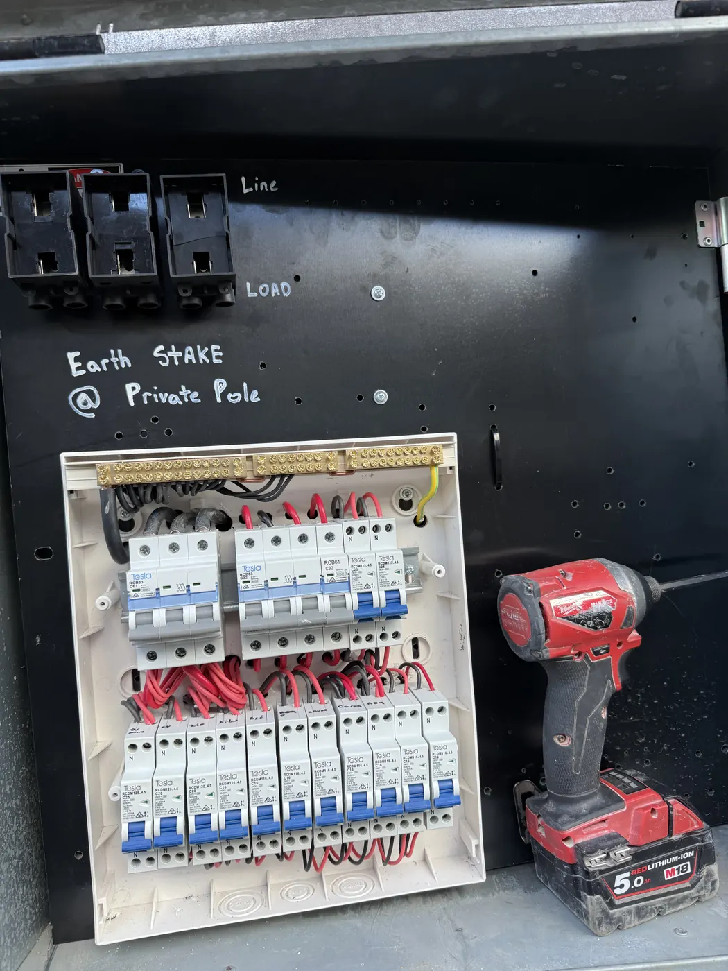 New switchboard being installed and wired
